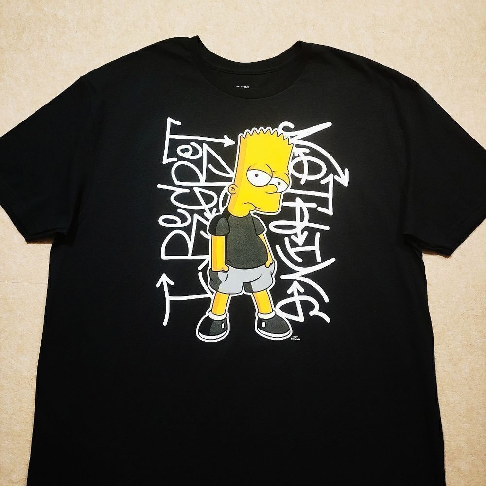 The Simpsons Bart Graphic Black Short Sleeve T-Shirt -B